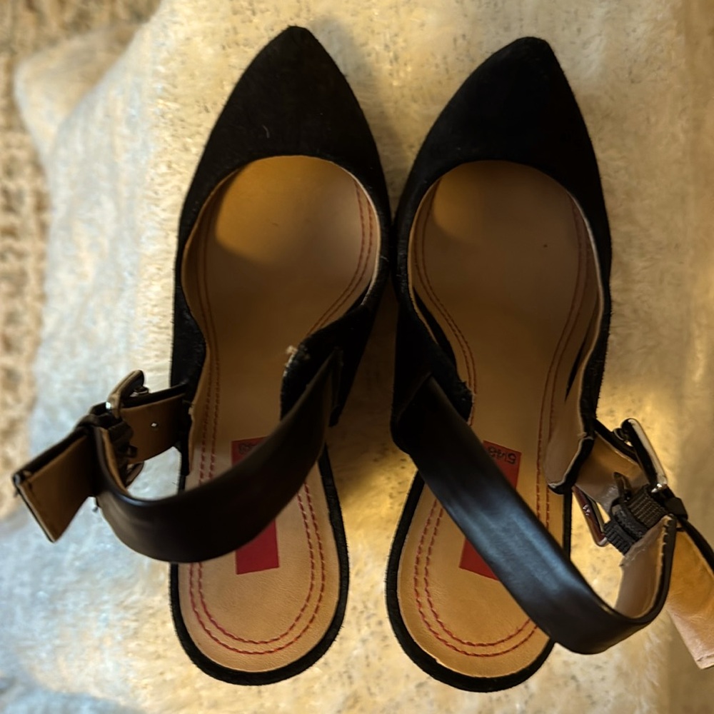 Black suede wedges shoes
